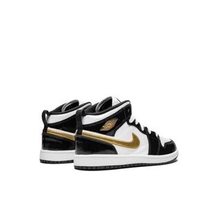 Gently worn Jordan 1 Mid SE Black Gold White Pre School 11C
